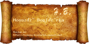 Hosszú Boglárka névjegykártya